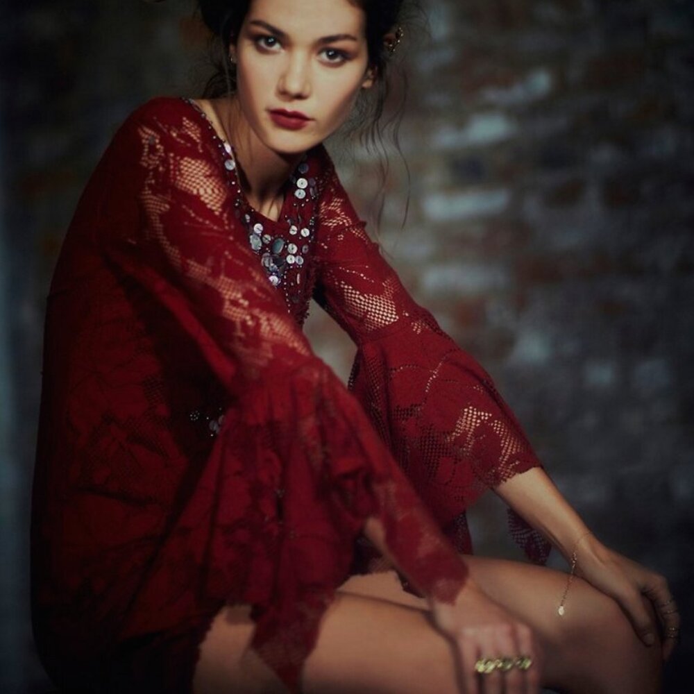 Free People Shell Game Embellished Shift Mini Dress